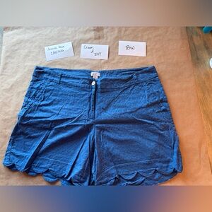 Crown & Ivy High Waist Blue Scalloped Shorts